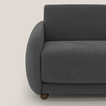 Giglio divano letto scandinavo japandi con materasso H18 cm in tessuto Bouclé impermeabile T07 antracite