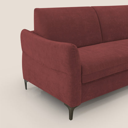 Dalia divano letto con materasso H18 cm e piedi alti in raffinato tessuto smacchiabile T17 rosso