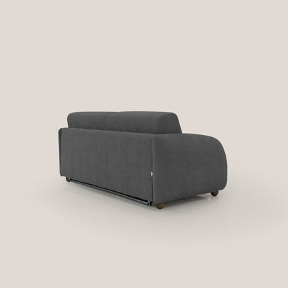 Giglio divano letto scandinavo japandi con materasso H18 cm in tessuto Bouclé impermeabile T07 antracite