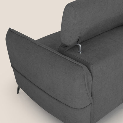 Bloom Divano con poggiapiedi estraibile piedini alti e poggiatesta reclinabili in tessuto bouclé impermeabile T07 antracite