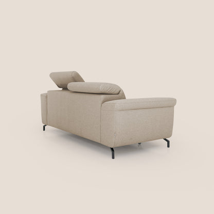 Aisha Divano con poggiapiedi estraibile piedini alti e poggiatesta reclinabili in tessuto Smacchiabile T05 beige