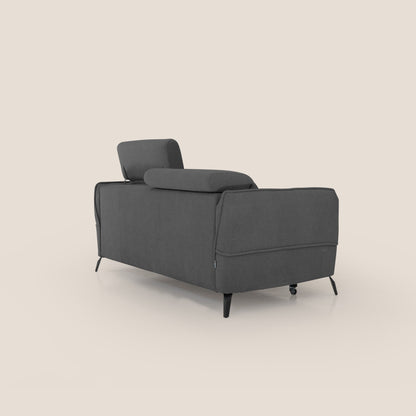 Bloom Divano con poggiapiedi estraibile piedini alti e poggiatesta reclinabili in tessuto bouclé impermeabile T07 antracite