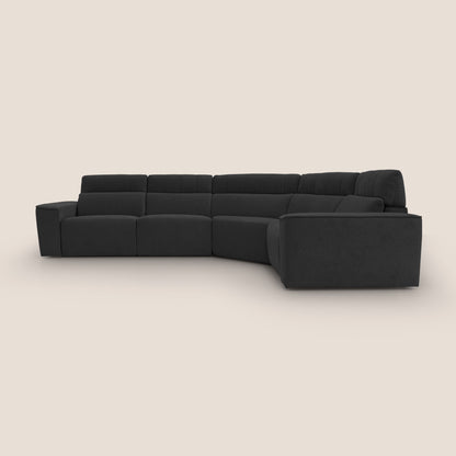Clark Divano modulare angolare REVERSIBILE con opzione relax elettrico in tessuto smacchiabile impermeabile T17 nero