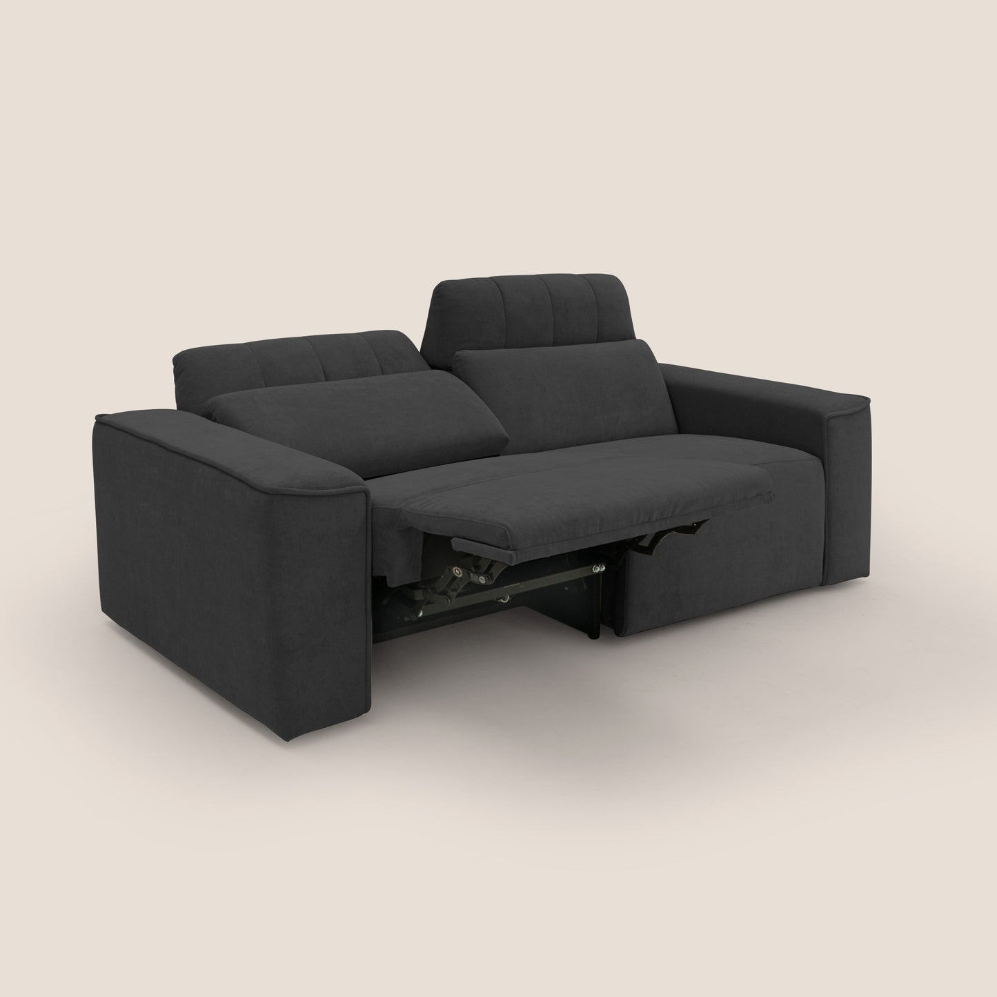 Clark Divano modulare con opzione relax elettrico in tessuto smaltabile impermeabile T17 nero