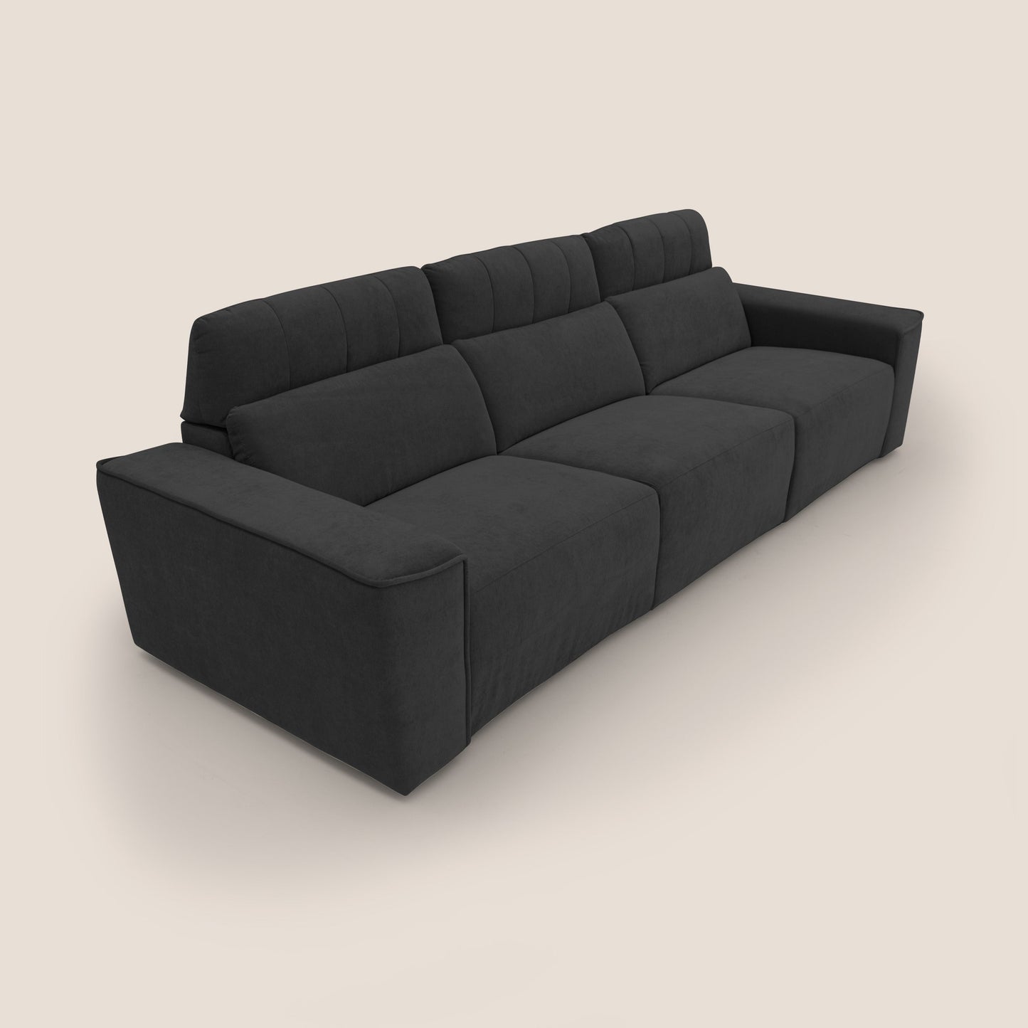 Clark Divano modulare 3 sedute con opzione relax elettrico in tessuto smacchiabile impermeabile T17 nero