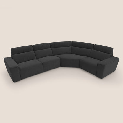 Clark Divano modulare angolare REVERSIBILE con opzione relax elettrico in tessuto smacchiabile impermeabile T17 nero