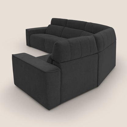 Clark Divano modulare angolare REVERSIBILE con opzione relax elettrico in tessuto smacchiabile impermeabile T17 nero