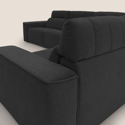 Clark Divano modulare angolare REVERSIBILE con opzione relax elettrico in tessuto smacchiabile impermeabile T17 nero