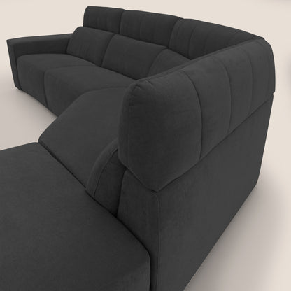 Clark Divano angolare con opzione relax elettrico in tessuto smaltabile impermeabile T17 nero