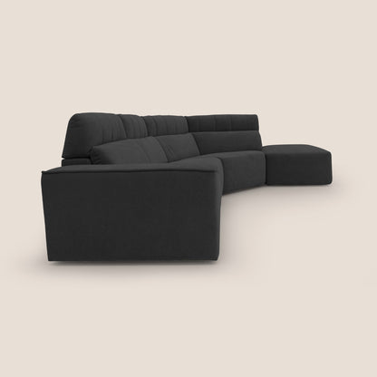 Clark Divano angolare con opzione relax elettrico in tessuto smaltabile impermeabile T17 nero