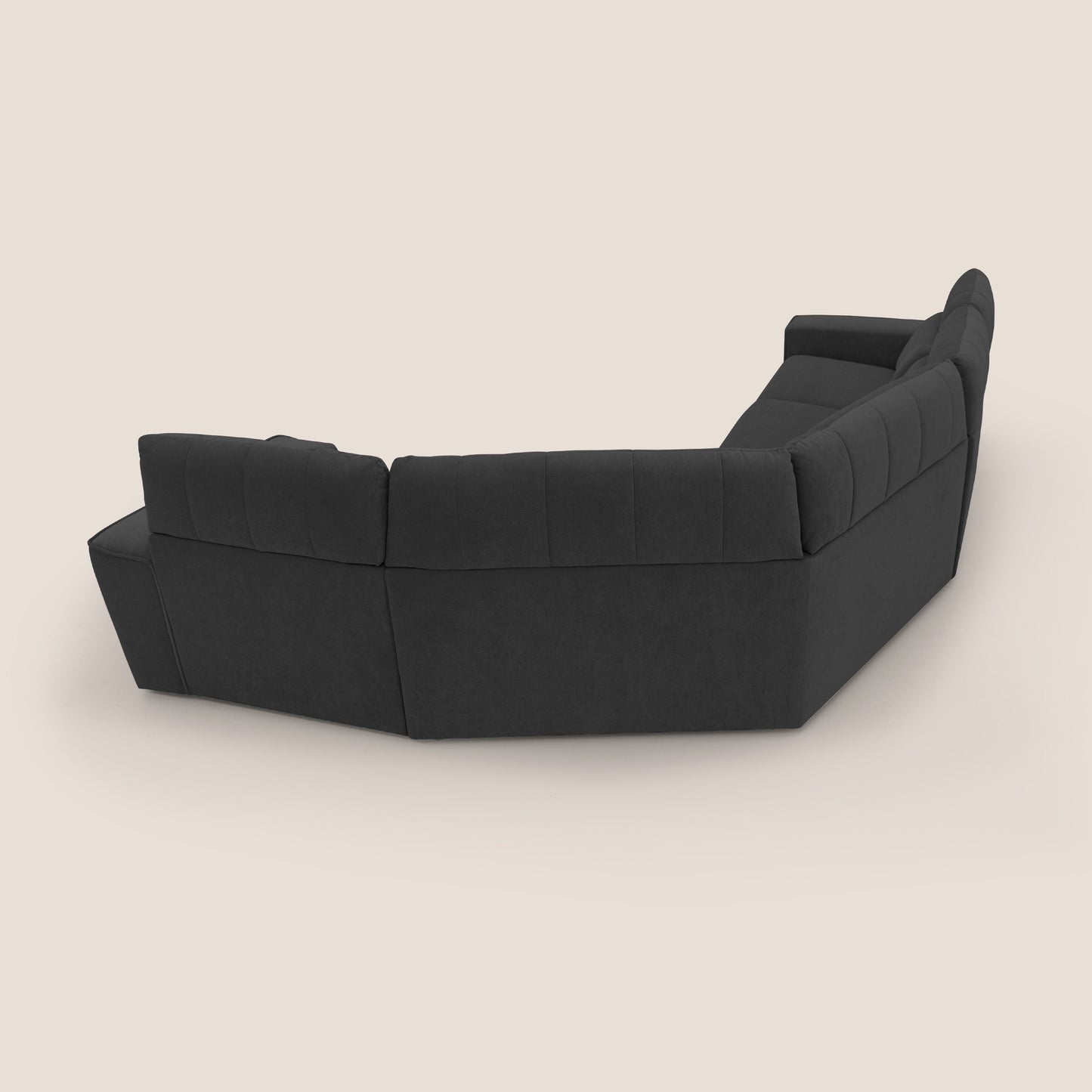 Clark Divano modulare angolare REVERSIBILE con opzione relax elettrico in tessuto smacchiabile impermeabile T17 nero