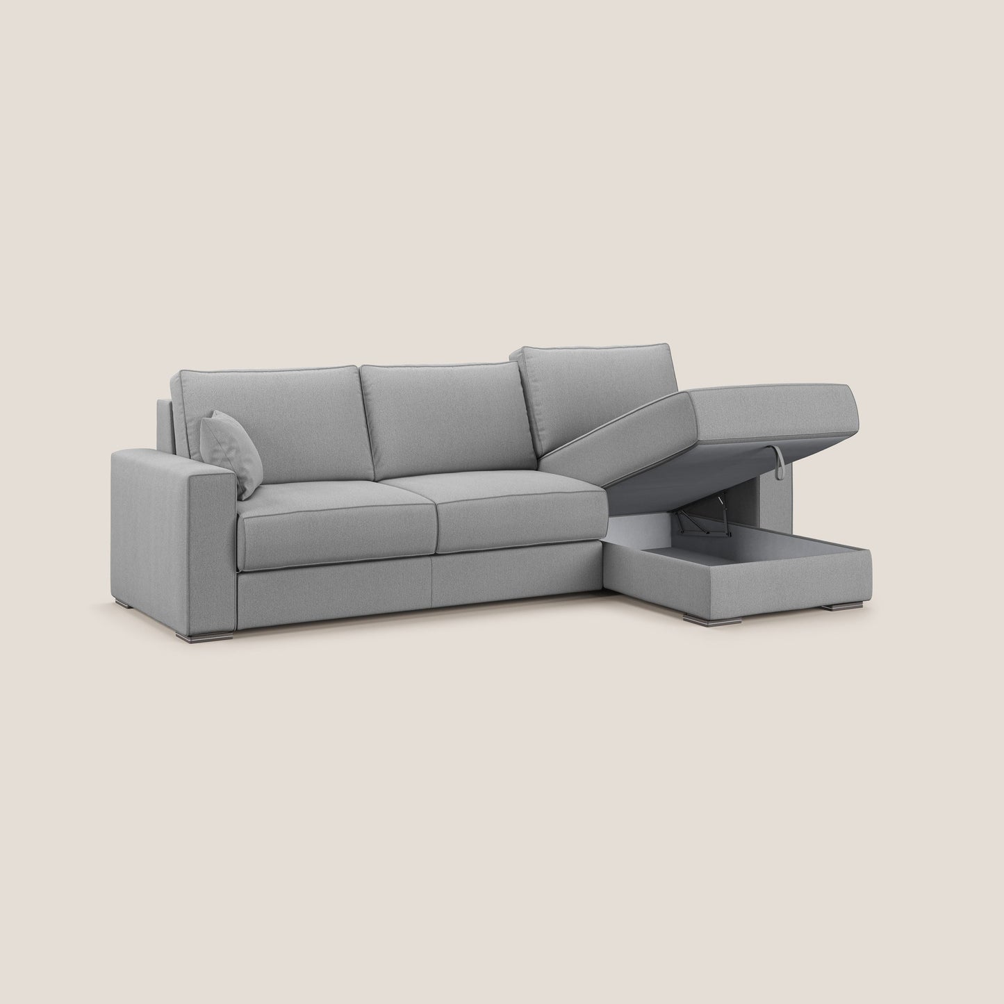 Dream Divano letto angolare in tessuto smacchiabile T05 grigio 