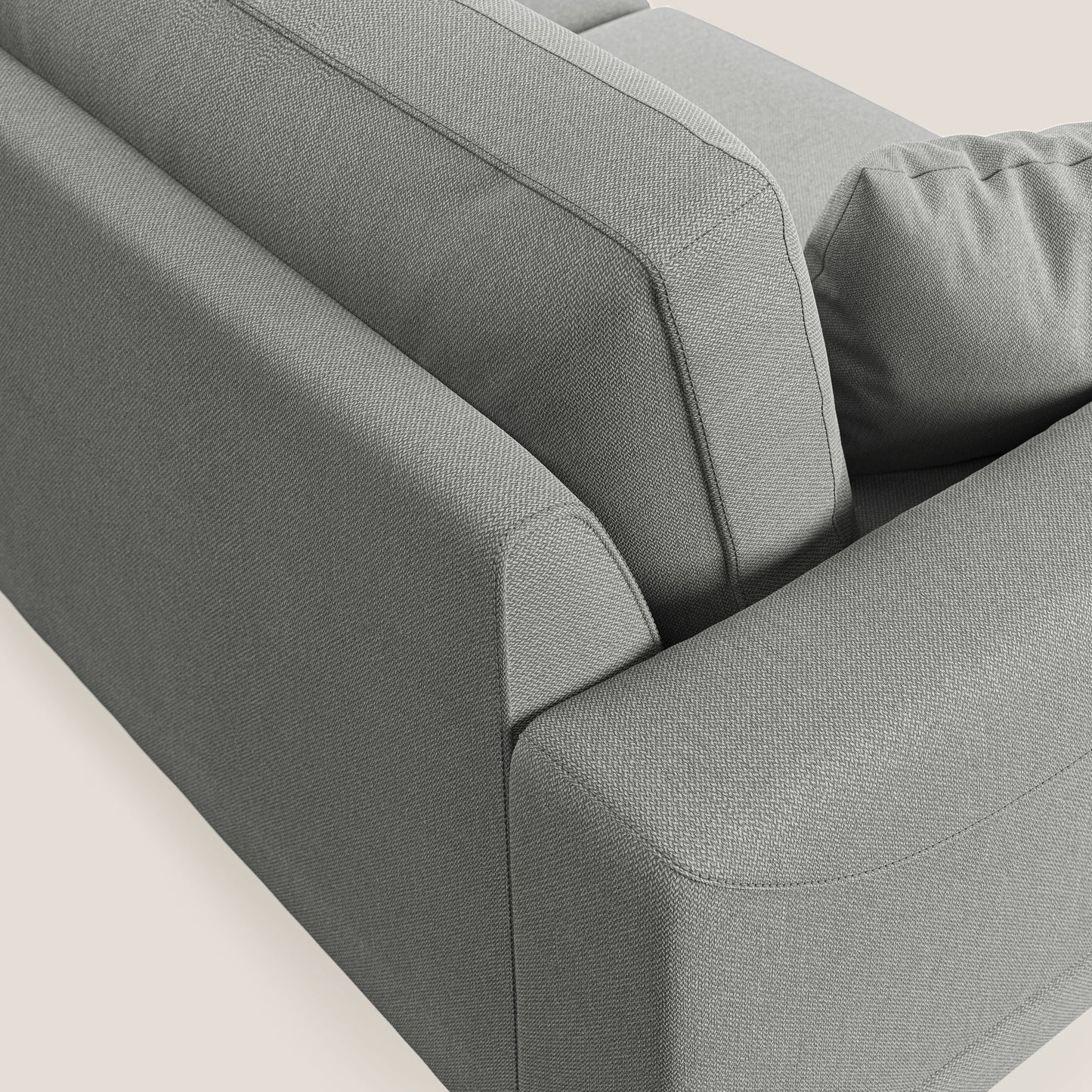 Dorian divano moderno angolare con penisola in tessuto morbido antimacchia T05 grigio