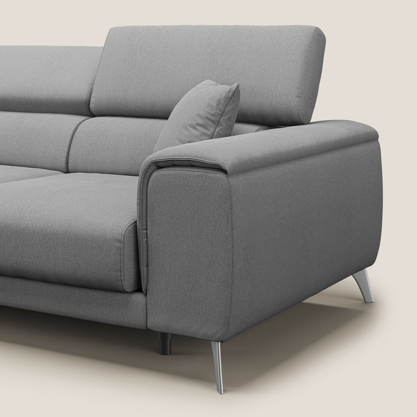 Divano Fusion con 3 sedute allungabili in tessuto smaccabile T05 grigio