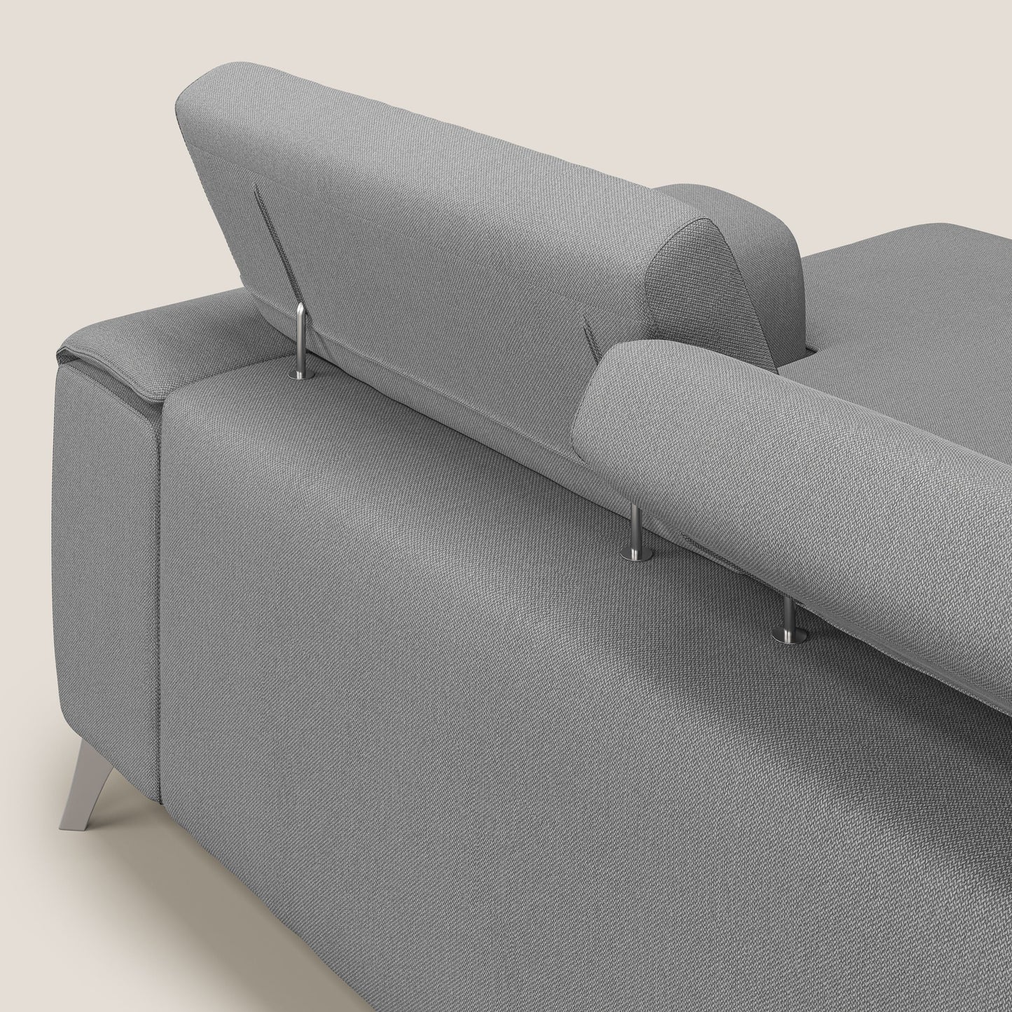 Fusion Divano angolare con sedute scorrevoli in tessuto morbido smaltabile T05 grigio