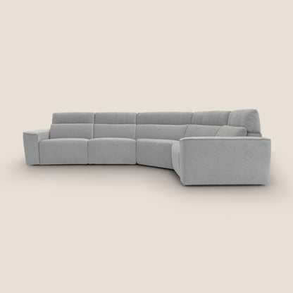 Clark Divano modulare angolare REVERSIBILE con opzione relax elettrico in tessuto smacchiabile impermeabile T17 grigio