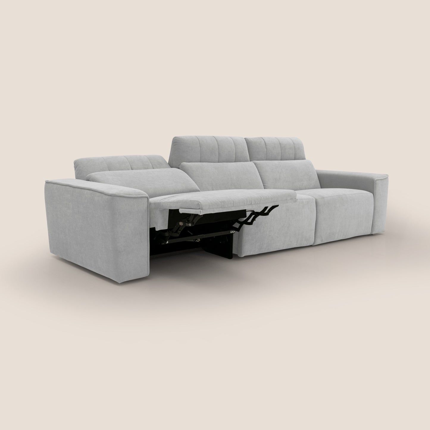 Clark Divano modulare 3 sedute con opzione relax elettrico in tessuto smacchiabile impermeabile T17 grigio