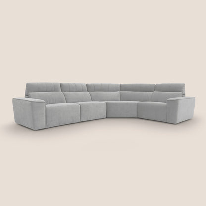 Clark Divano modulare angolare REVERSIBILE con opzione relax elettrico in tessuto smacchiabile impermeabile T17 grigio