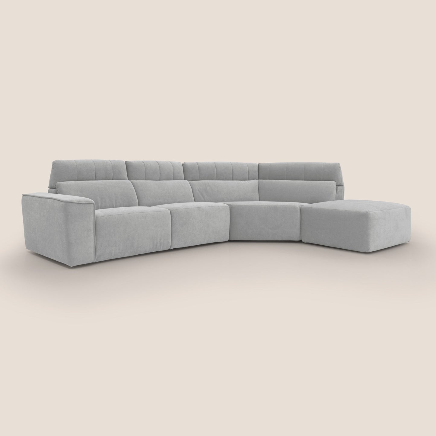 Clark Divano angolare con opzione relax elettrico in tessuto smaltabile impermeabile T17 grigio