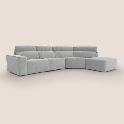 Clark Divano angolare con opzione relax elettrico in tessuto smaltabile impermeabile T17 grigio