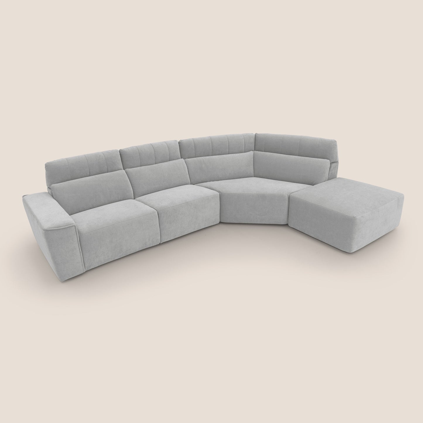 Clark Divano angolare con opzione relax elettrico in tessuto smaltabile impermeabile T17 grigio