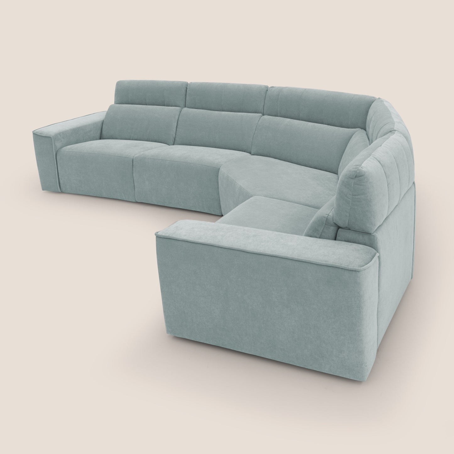 Clark Divano modulare angolare REVERSIBILE con opzione relax elettrico in tessuto smacchiabile impermeabile T17 verde acqua