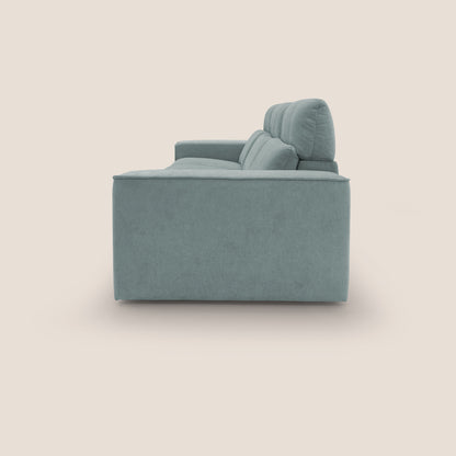 Clark Divano modulare 3 sedute con opzione relax elettrico in tessuto smacchiabile impermeabile T17 verde acqua