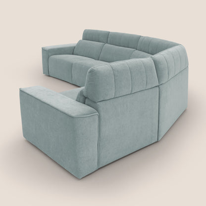 Clark Divano modulare angolare REVERSIBILE con opzione relax elettrico in tessuto smacchiabile impermeabile T17 verde acqua