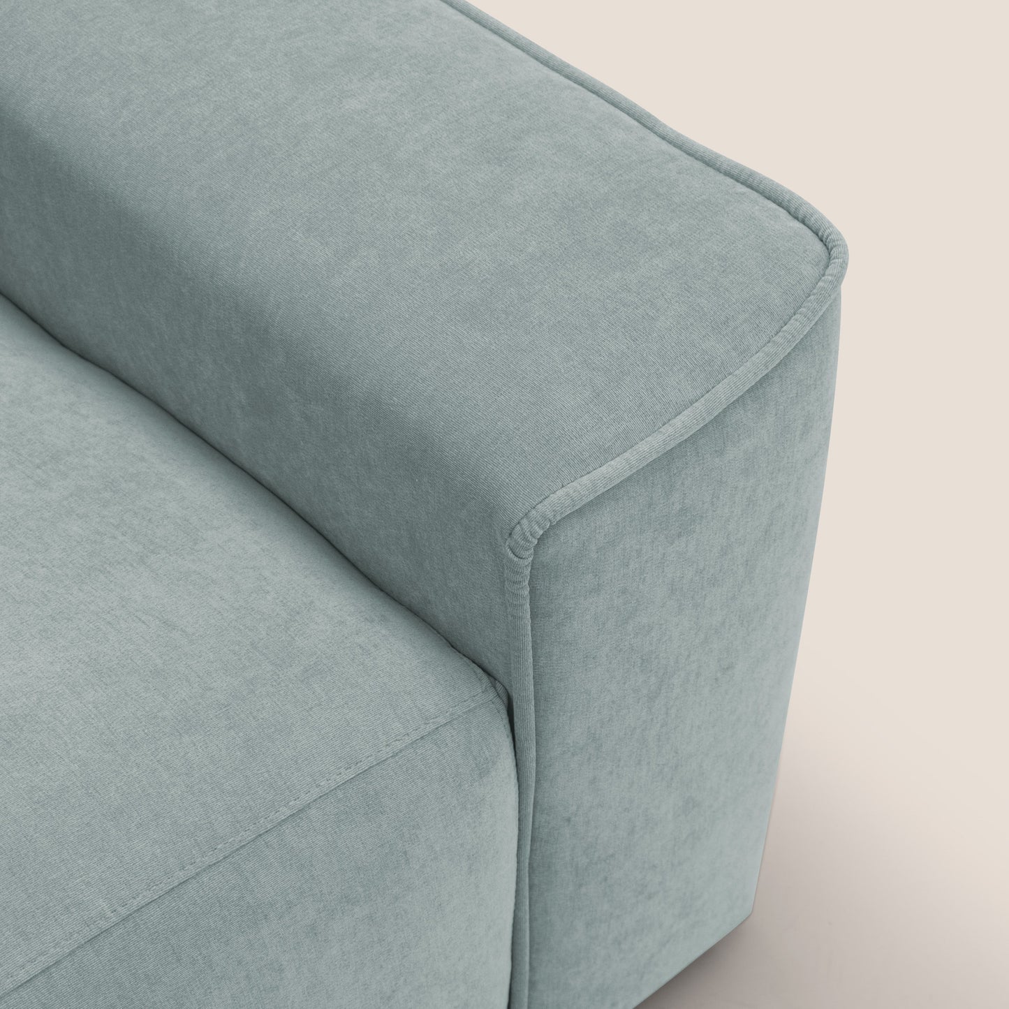 Clark Divano modulare angolare REVERSIBILE con opzione relax elettrico in tessuto smacchiabile impermeabile T17 verde acqua