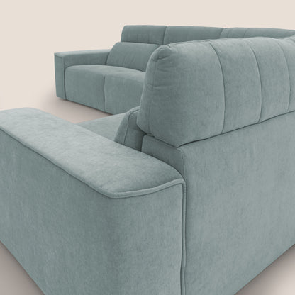Clark Divano modulare angolare REVERSIBILE con opzione relax elettrico in tessuto smacchiabile impermeabile T17 verde acqua