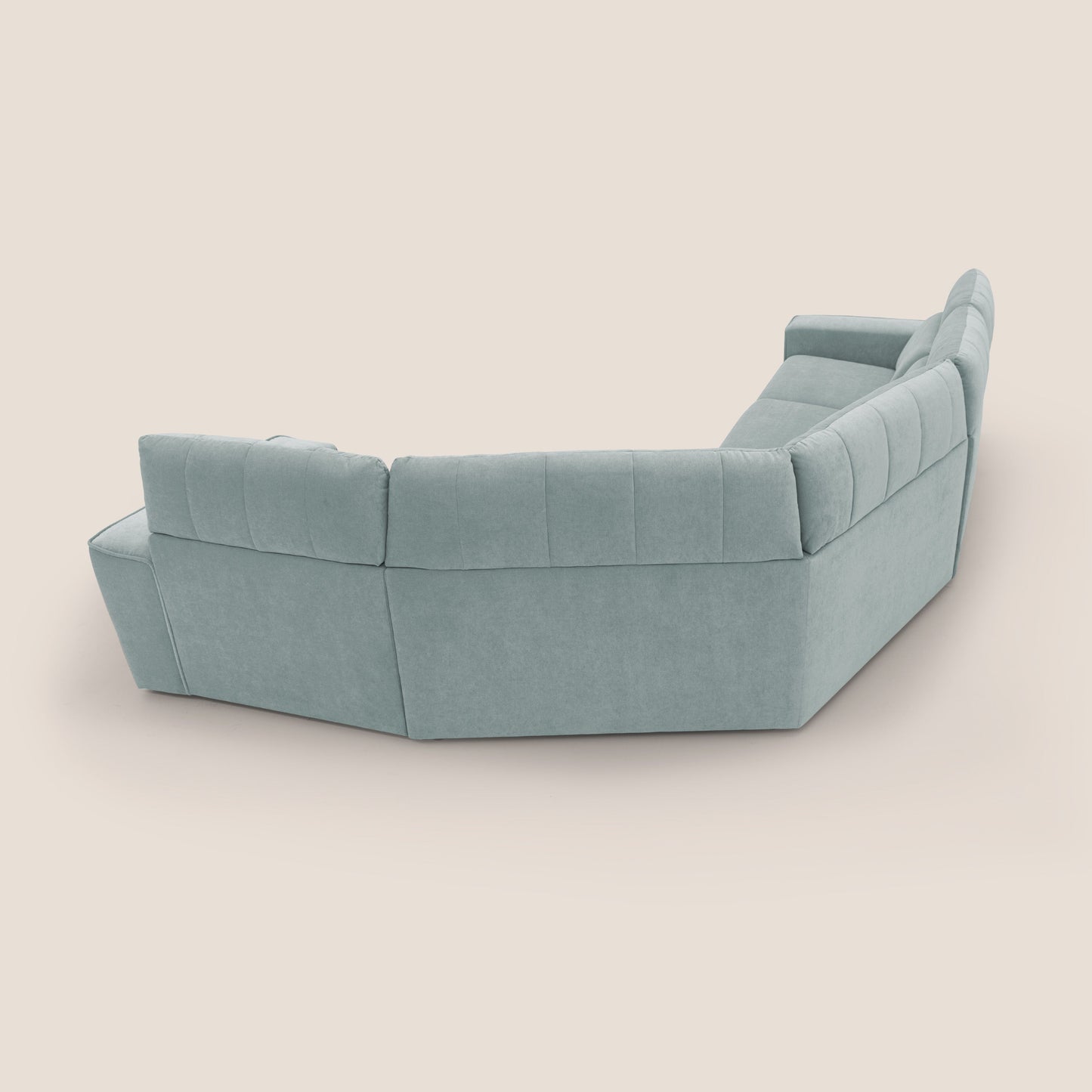 Clark Divano modulare angolare REVERSIBILE con opzione relax elettrico in tessuto smacchiabile impermeabile T17 verde acqua