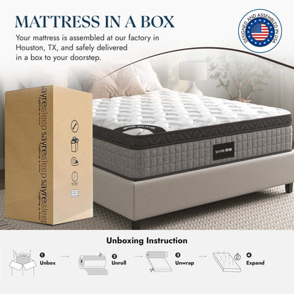 Assembled in USA - 10 Diamond Hybrid Mattress Pocket Coil and Cool Gel Memory Foam