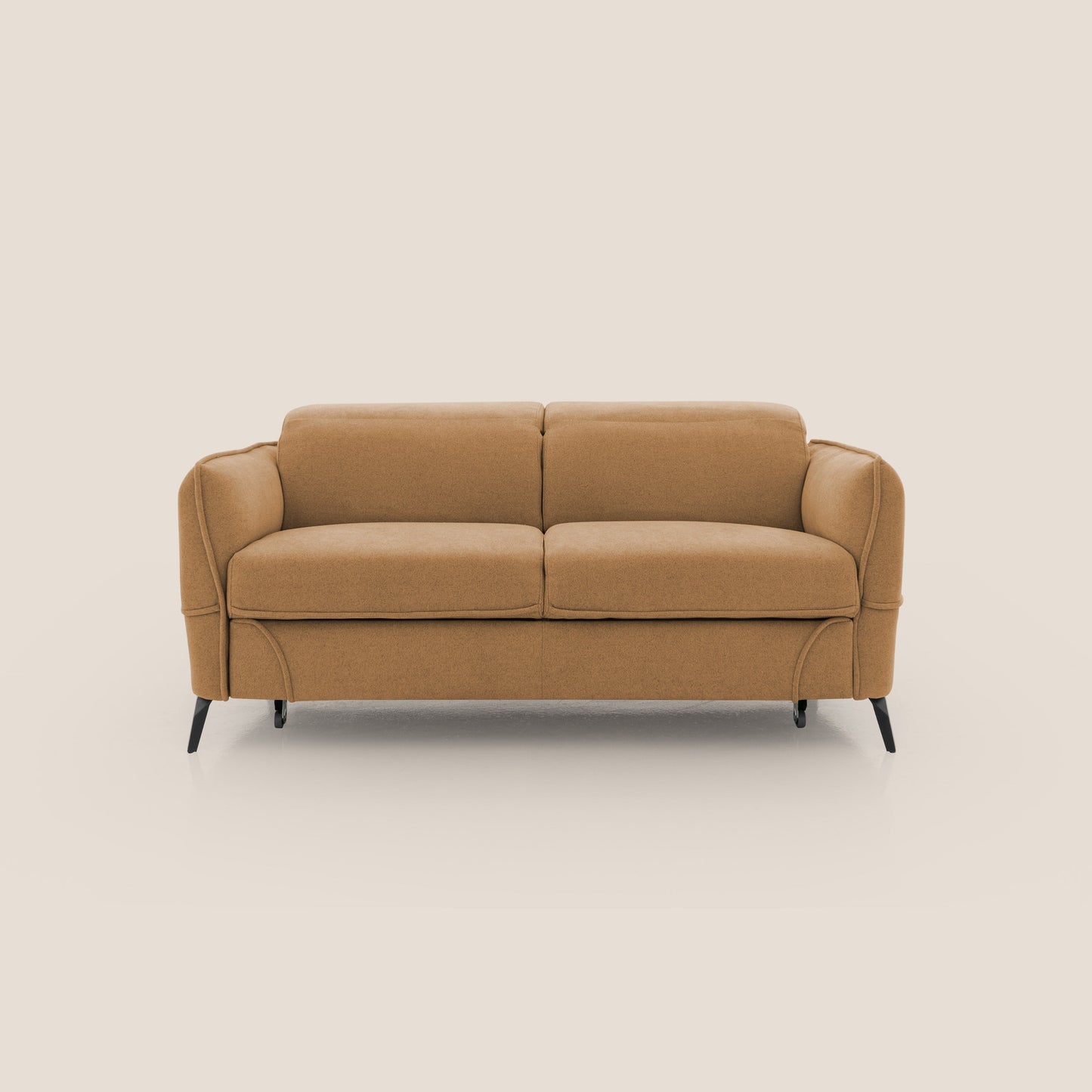 Bloom Divano con poggiapiedi estraibile piedini alti e poggiatesta reclinabili in tessuto bouclé impermeabile T07 arancio