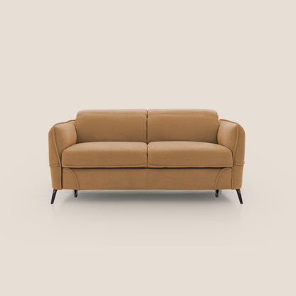 Bloom Divano con poggiapiedi estraibile piedini alti e poggiatesta reclinabili in tessuto bouclé impermeabile T07 arancio