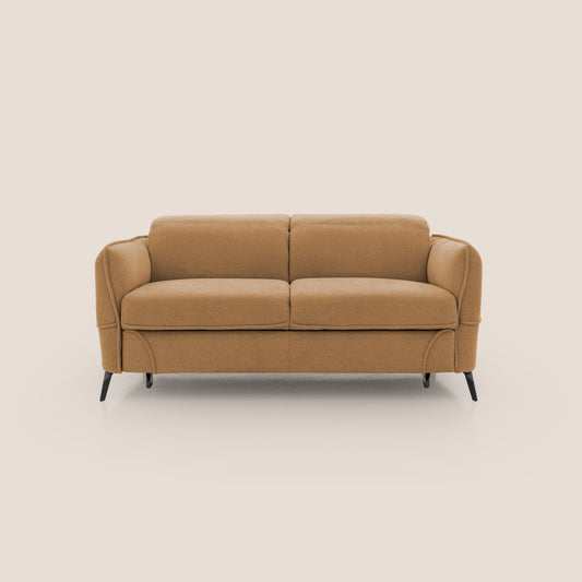 Bloom Divano con poggiapiedi estraibile piedini alti e poggiatesta reclinabili in tessuto bouclé impermeabile T07 arancio