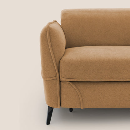 Bloom Divano con poggiapiedi estraibile piedini alti e poggiatesta reclinabili in tessuto bouclé impermeabile T07 arancio