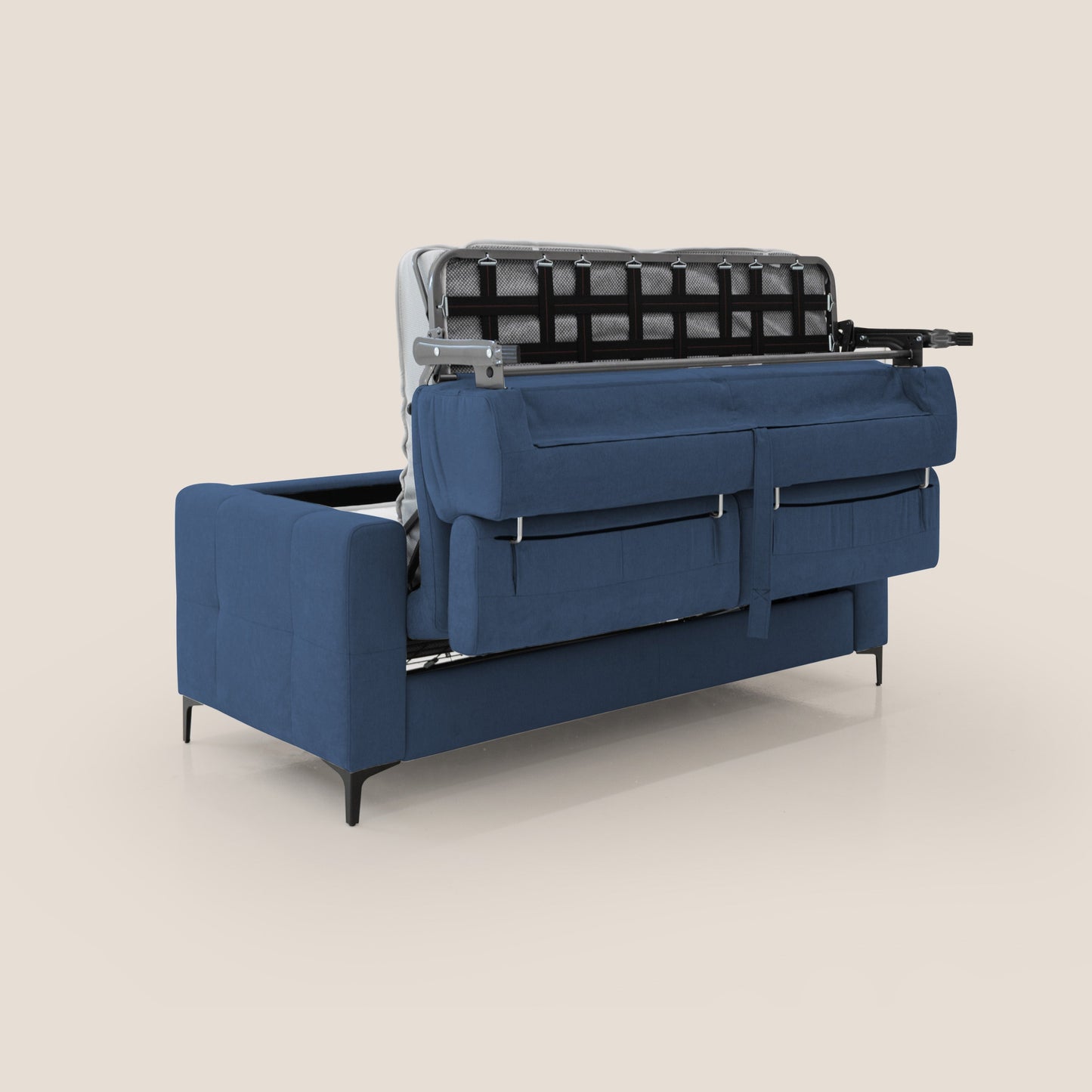 Gardenia divano letto materasso alto 18 cm con poggiatesta reclinabili e rivestimento impermeabile T02 blu