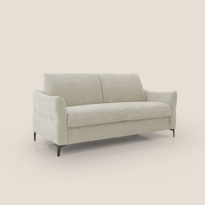 Dalia divano letto con materasso H18 cm e piedi alti in raffinato tessuto smacchiabile T17 panna