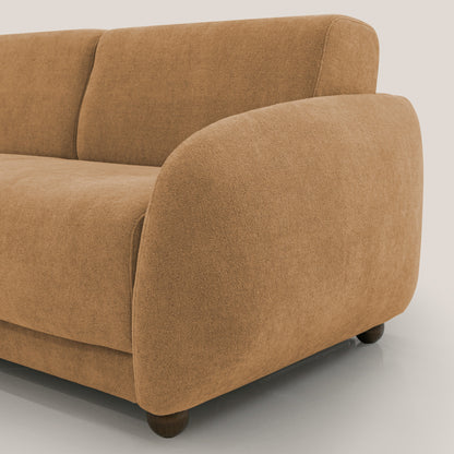 Giglio divano letto scandinavo japandi con materasso H18 cm in tessuto Bouclé impermeabile T07 arancio