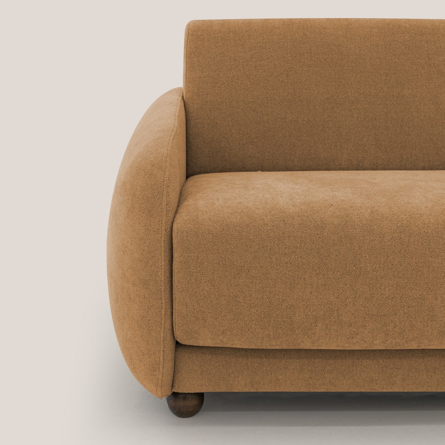 Giglio divano letto scandinavo japandi con materasso H18 cm in tessuto Bouclé impermeabile T07 arancio