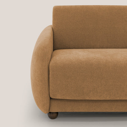 Giglio divano letto scandinavo japandi con materasso H18 cm in tessuto Bouclé impermeabile T07 arancio