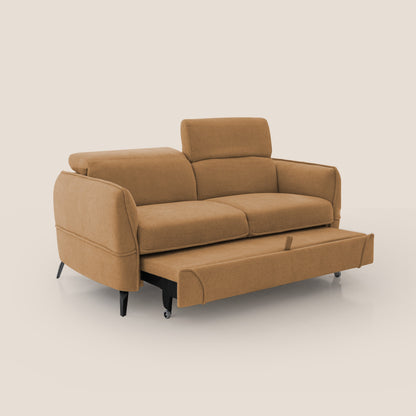 Bloom Divano con poggiapiedi estraibile piedini alti e poggiatesta reclinabili in tessuto bouclé impermeabile T07 arancio