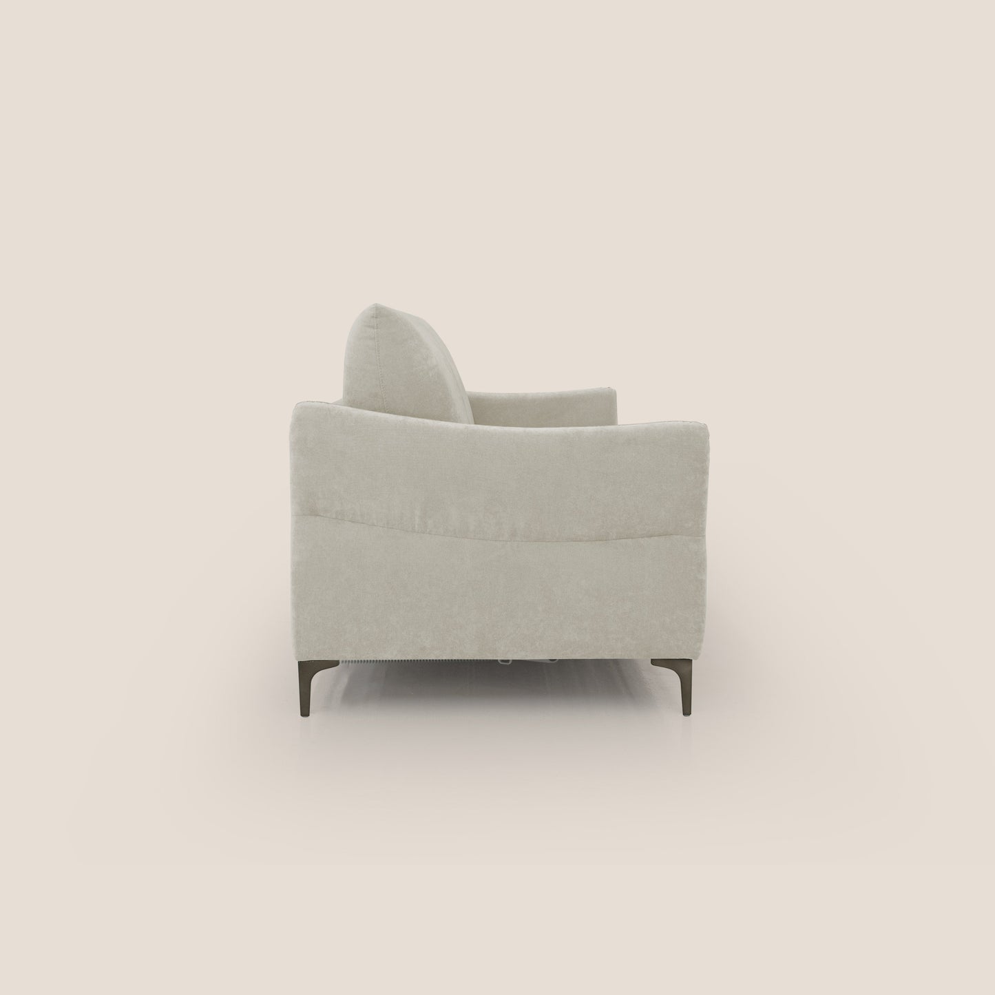 Dalia divano letto con materasso H18 cm e piedi alti in raffinato tessuto smacchiabile T17 panna