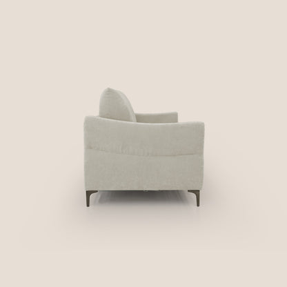 Dalia divano letto con materasso H18 cm e piedi alti in raffinato tessuto smacchiabile T17 panna