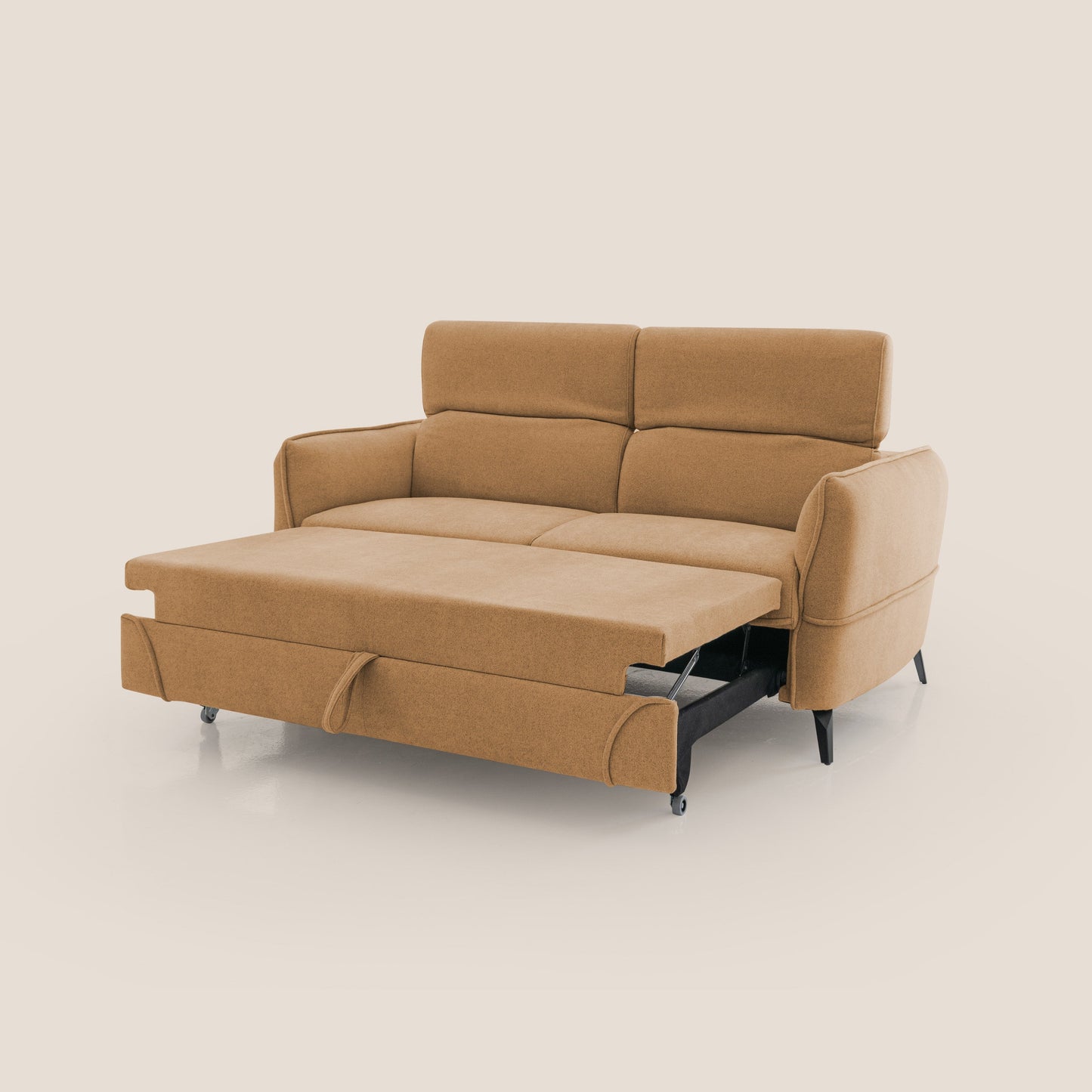 Bloom Divano con poggiapiedi estraibile piedini alti e poggiatesta reclinabili in tessuto bouclé impermeabile T07 arancio