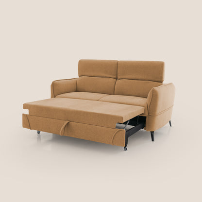 Bloom Divano con poggiapiedi estraibile piedini alti e poggiatesta reclinabili in tessuto bouclé impermeabile T07 arancio