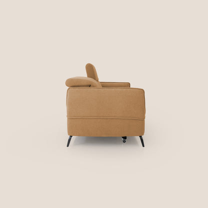 Bloom Divano con poggiapiedi estraibile piedini alti e poggiatesta reclinabili in tessuto bouclé impermeabile T07 arancio