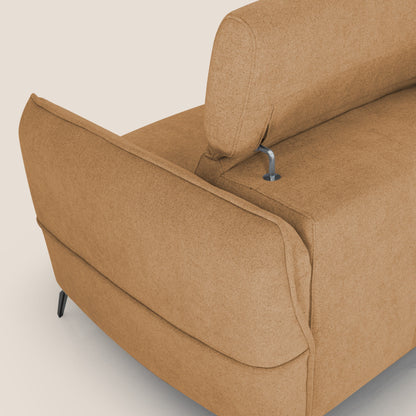 Bloom Divano con poggiapiedi estraibile piedini alti e poggiatesta reclinabili in tessuto bouclé impermeabile T07 arancio