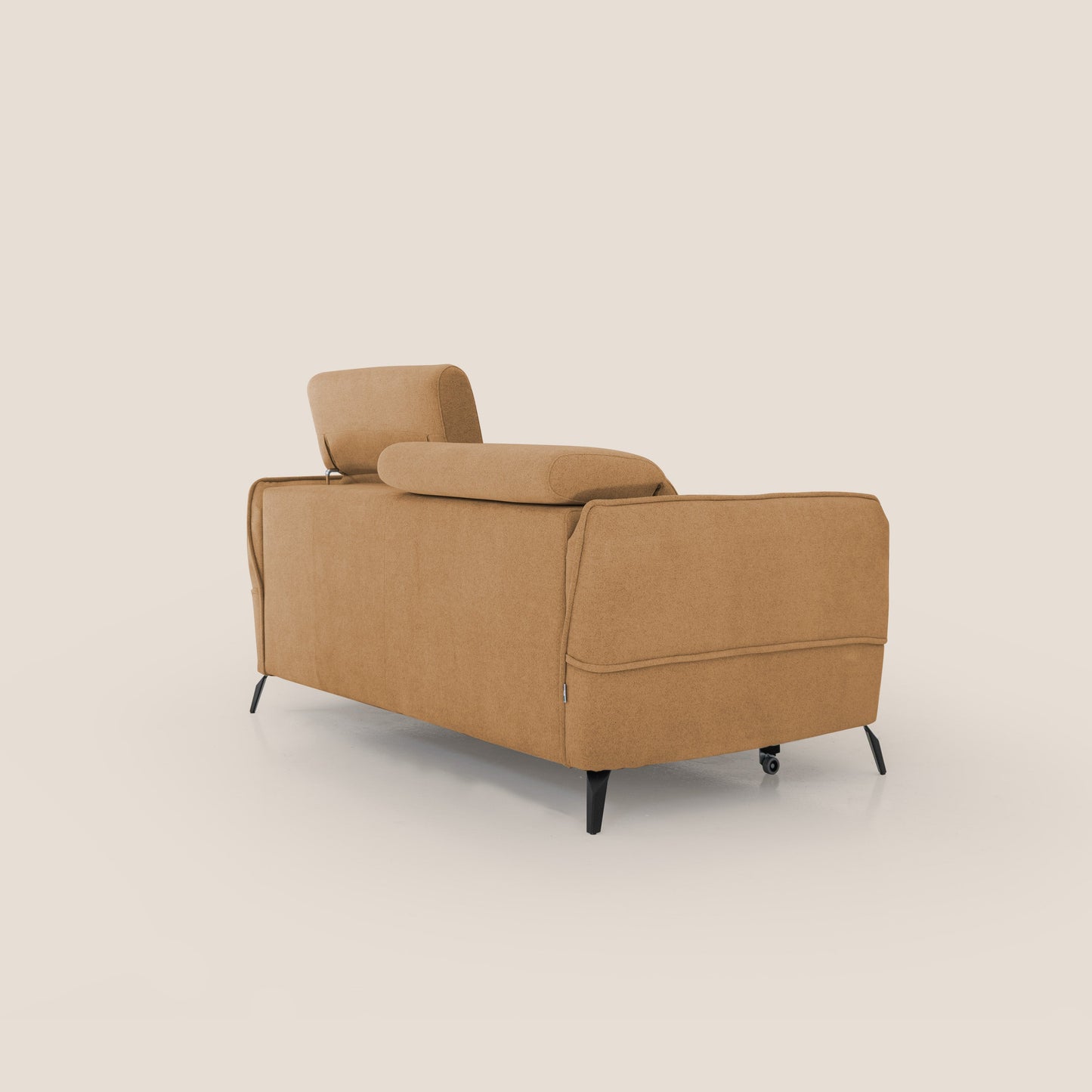 Bloom Divano con poggiapiedi estraibile piedini alti e poggiatesta reclinabili in tessuto bouclé impermeabile T07 arancio