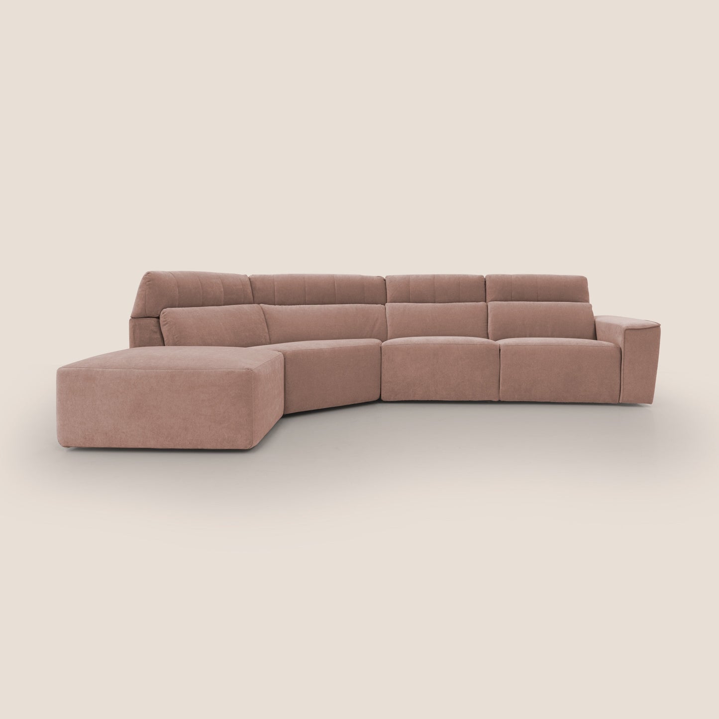 Clark Divano angolare con opzione relax elettrico in tessuto smaltabile impermeabile T17 rosa